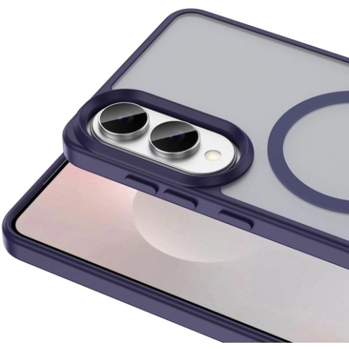 Samsung Galaxy S25 Edge Kılıf Magsafe Şarj Özellikli Renkli Mat Arka Yüzey Sio Kapak - Koyu Mor