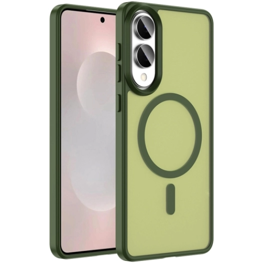 Samsung Galaxy S25 Edge Kılıf Magsafe Şarj Özellikli Renkli Mat Arka Yüzey Sio Kapak - Koyu Yeşil