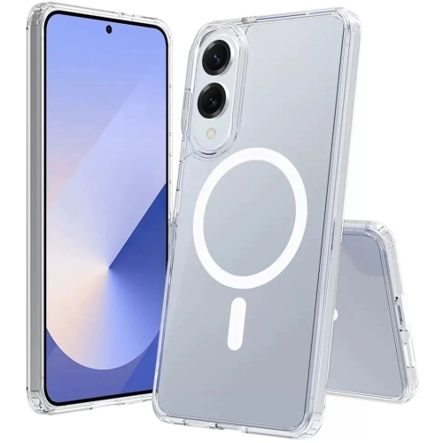 Samsung Galaxy S25 Edge Kılıf Magsafe Şarj Özellikli Şeffaf Sert PC Embos Kapak - Şeffaf