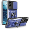Samsung Galaxy S25 Edge Kılıf Zırhlı Standlı Silikon Sürgülü Kamera Korumalı Tank Kapak - Mavi