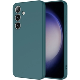 Samsung Galaxy S25 Kılıf İçi Kadife Mat Mara Lansman Silikon Kapak  - Koyu Yeşil