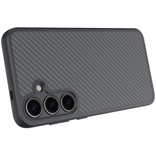 Samsung Galaxy S25 Kılıf Magsafe Şarj Özellikli Karbon Fiber Tasarımlı Zore Elnino Kapak - Siyah