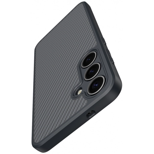 Samsung Galaxy S25 Kılıf Magsafe Şarj Özellikli Karbon Fiber Tasarımlı Zore Elnino Kapak - Siyah