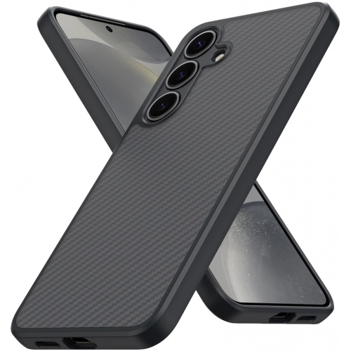 Samsung Galaxy S25 Kılıf Magsafe Şarj Özellikli Karbon Fiber Tasarımlı Zore Elnino Kapak - Siyah