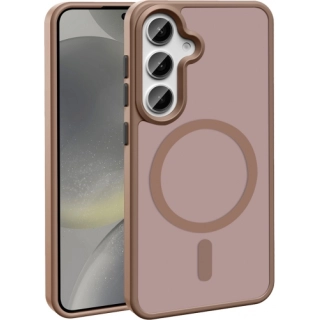 Samsung Galaxy S25 Kılıf Magsafe Şarj Özellikli Renkli Mat Arka Yüzey Sio Kapak - Bej