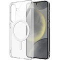 Samsung Galaxy S25 Kılıf Magsafe Şarj Özellikli Şeffaf Tek Kamera Çerçeveli Porto Kapak - Şeffaf