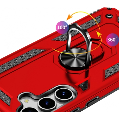 Samsung Galaxy S25 Kılıf Silikon Zırhlı Standlı Yüzüklü Mıknatıslı Tank Kapak - Mavi