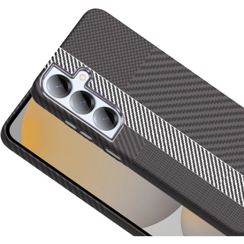 Samsung Galaxy S25 Plus ile Uyumlu Kılıf MagSafe Şarj Özellikli Karbon Fiber Görünümlü Gros Kapak - Desert Titanyum