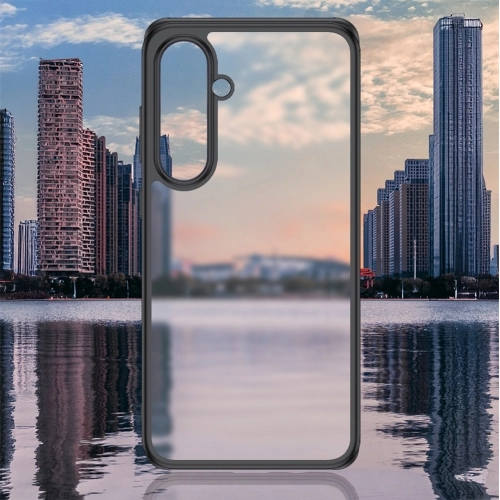 Samsung Galaxy S25 Plus Kılıf Arkası Şeffaf Kenarları Silikon Lüks Roll Kapak - Siyah