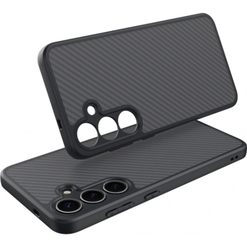 Samsung Galaxy S25 Plus Kılıf Magsafe Şarj Özellikli Karbon Fiber Tasarımlı Zore Elnino Kapak - Siyah