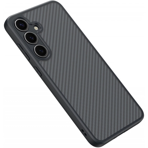 Samsung Galaxy S25 Plus Kılıf Magsafe Şarj Özellikli Karbon Fiber Tasarımlı Zore Elnino Kapak - Siyah