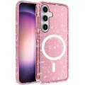 Samsung Galaxy S25 Plus Kılıf Magsafe Şarj Özellikli Parlayan Simli Saydam Renkli Allstar Kapak - Pembe