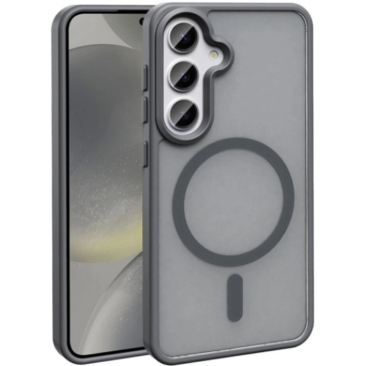 Samsung Galaxy S25 Plus Kılıf Magsafe Şarj Özellikli Renkli Mat Arka Yüzey Sio Kapak - Gri