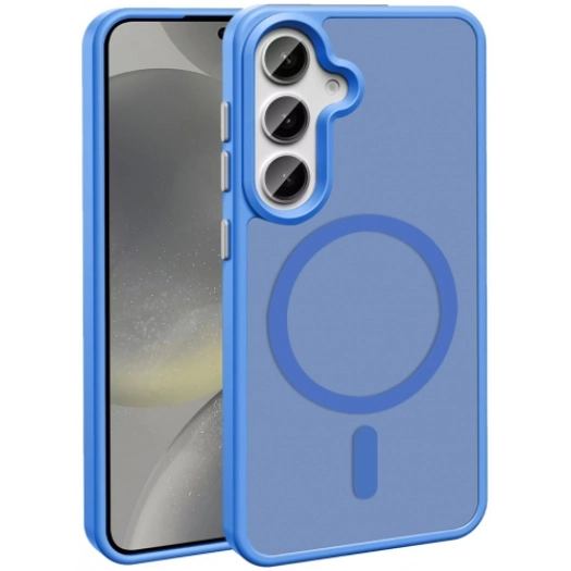 Samsung Galaxy S25 Plus Kılıf Magsafe Şarj Özellikli Renkli Mat Arka Yüzey Sio Kapak - Mavi