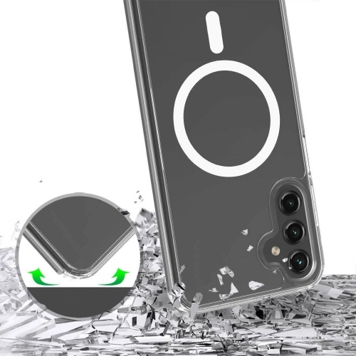 Samsung Galaxy S25 Plus Kılıf Magsafe Şarj Özellikli Şeffaf Sert PC Embos Kapak - Şeffaf