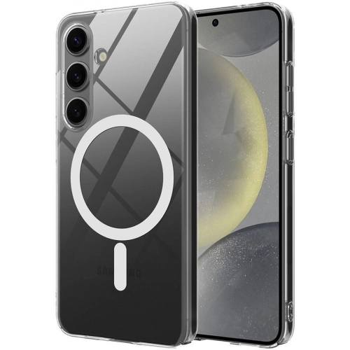 Samsung Galaxy S25 Plus Kılıf Magsafe Şarj Özellikli Şeffaf Tek Kamera Çerçeveli Porto Kapak - Şeffaf