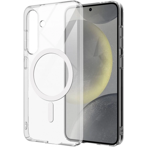 Samsung Galaxy S25 Plus Kılıf Magsafe Şarj Özellikli Şeffaf Tek Kamera Çerçeveli Porto Kapak - Şeffaf