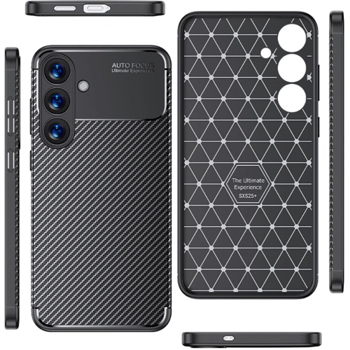 Samsung Galaxy S25 Plus Kılıf Silikon Parmak İzi Bırakmayan Karbon Soft Negro Kapak - Siyah
