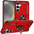 Samsung Galaxy S25 Plus Kılıf Zırhlı Standlı Silikon Sürgülü Kamera Korumalı Tank Kapak - Kırmızı