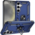 Samsung Galaxy S25 Plus Kılıf Zırhlı Standlı Silikon Sürgülü Kamera Korumalı Tank Kapak - Mavi