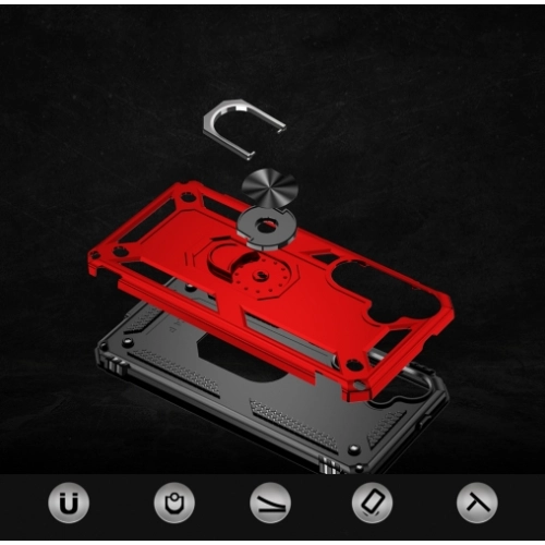 Samsung Galaxy S25 Plus Kılıf Zırhlı Standlı Silikon Sürgülü Kamera Korumalı Tank Kapak - Siyah