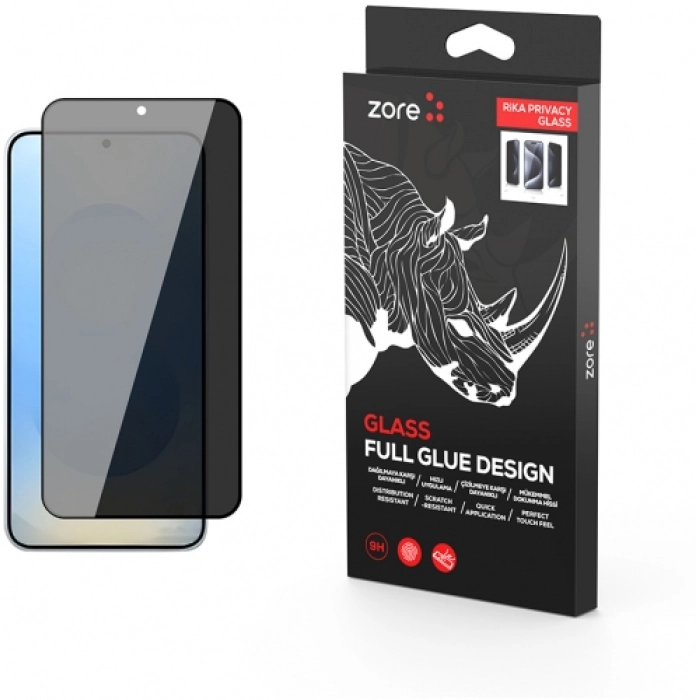 Samsung Galaxy S25 Plus Kırılmaz Cam Ekran Koruyucu Hayalet Premium Toz Önleyicili Rika Privacy Glass - Siyah