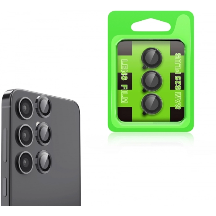 Samsung Galaxy S25 Plus Lens Kamera Koruyucu Parmak İzi Bırakmaz CL-07 - Siyah