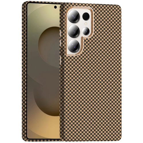 Samsung Galaxy S25 Ultra ile Uyumlu Kılıf MagSafe Şarj Özellikli Karbon Fiber Görünümlü Gros Kapak - Desert Titanyum