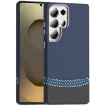 Samsung Galaxy S25 Ultra ile Uyumlu Kılıf MagSafe Şarj Özellikli Karbon Fiber Görünümlü Gros Kapak - Siyah-Lacivert