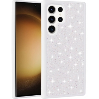 Samsung Galaxy S25 Ultra ile Uyumlu Kılıf Parlak Taşlı Tasarım Zore Pırlanta Kapak - Beyaz