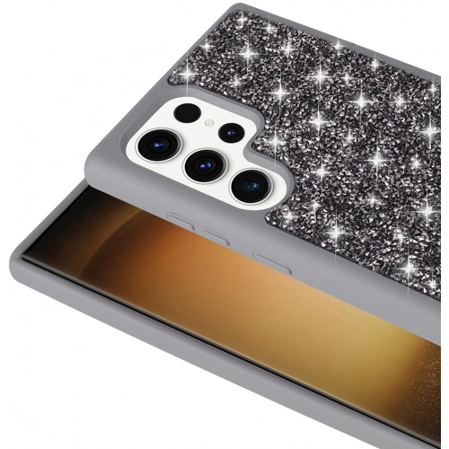 Samsung Galaxy S25 Ultra ile Uyumlu Kılıf Parlak Taşlı Tasarım Zore Pırlanta Kapak - Gold