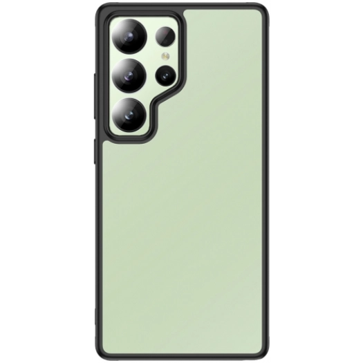 Samsung Galaxy S25 Ultra Kılıf Arkası Şeffaf Kenarları Silikon Lüks Roll Kapak - Siyah