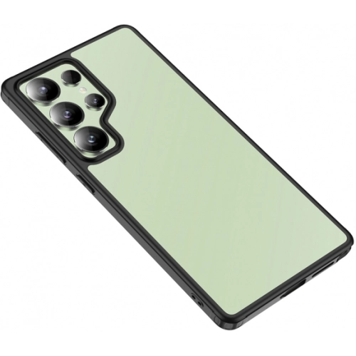 Samsung Galaxy S25 Ultra Kılıf Arkası Şeffaf Kenarları Silikon Lüks Roll Kapak - Siyah