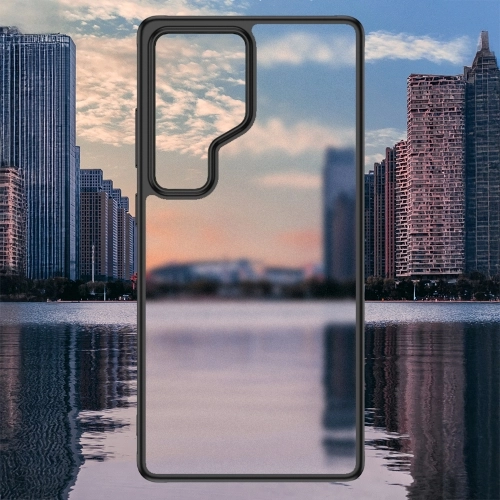 Samsung Galaxy S25 Ultra Kılıf Arkası Şeffaf Kenarları Silikon Lüks Roll Kapak - Siyah