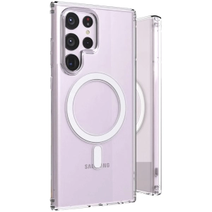 Samsung Galaxy S25 Ultra Kılıf Magsafe Şarj Özellikli Şeffaf Sert PC Embos Kapak - Şeffaf