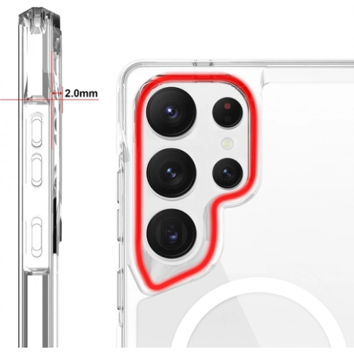 Samsung Galaxy S25 Ultra Kılıf MagSafe Özellikli TPU Kenarları Esnek T-Max Kapak - Şeffaf