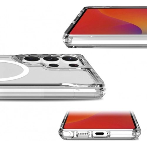 Samsung Galaxy S25 Ultra Kılıf MagSafe Özellikli TPU Kenarları Esnek T-Max Kapak - Şeffaf