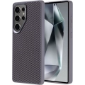 Samsung Galaxy S25 Ultra Kılıf Magsafe Şarj Özellikli Karbon Fiber Görünümlü TPU Zore Troy Kapak - Gri