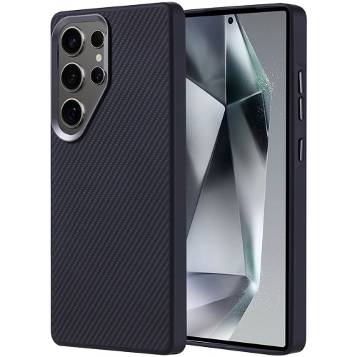 Samsung Galaxy S25 Ultra Kılıf Magsafe Şarj Özellikli Karbon Fiber Görünümlü TPU Zore Troy Kapak - Siyah