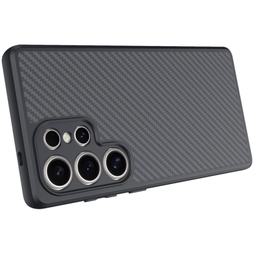 Samsung Galaxy S25 Ultra Kılıf Magsafe Şarj Özellikli Karbon Fiber Tasarımlı Zore Elnino Kapak - Siyah