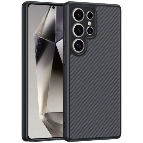 Samsung Galaxy S25 Ultra Kılıf Magsafe Şarj Özellikli Karbon Fiber Tasarımlı Zore Elnino Kapak - Siyah