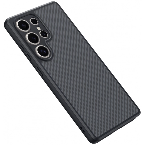 Samsung Galaxy S25 Ultra Kılıf Magsafe Şarj Özellikli Karbon Fiber Tasarımlı Zore Elnino Kapak - Siyah