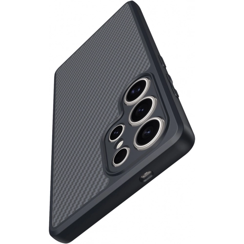 Samsung Galaxy S25 Ultra Kılıf Magsafe Şarj Özellikli Karbon Fiber Tasarımlı Zore Elnino Kapak - Siyah