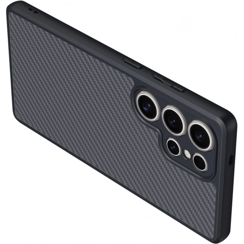 Samsung Galaxy S25 Ultra Kılıf Magsafe Şarj Özellikli Karbon Fiber Tasarımlı Zore Elnino Kapak - Siyah
