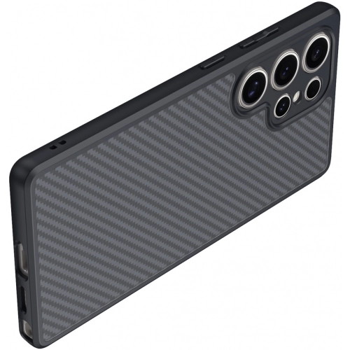 Samsung Galaxy S25 Ultra Kılıf Magsafe Şarj Özellikli Karbon Fiber Tasarımlı Zore Elnino Kapak - Siyah