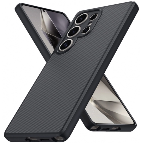 Samsung Galaxy S25 Ultra Kılıf Magsafe Şarj Özellikli Karbon Fiber Tasarımlı Zore Elnino Kapak - Siyah