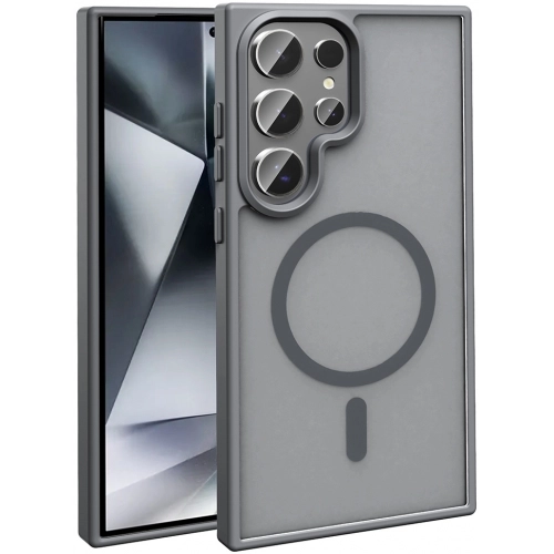 Samsung Galaxy S25 Ultra Kılıf Magsafe Şarj Özellikli Renkli Mat Arka Yüzey Sio Kapak - Gri