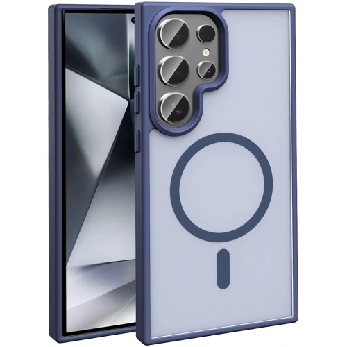 Samsung Galaxy S25 Ultra Kılıf Magsafe Şarj Özellikli Renkli Mat Arka Yüzey Sio Kapak - Lacivert