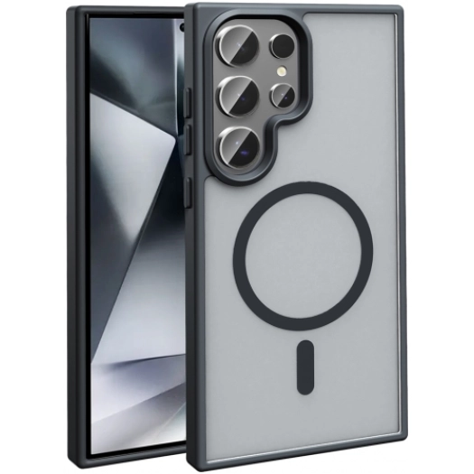 Samsung Galaxy S25 Ultra Kılıf Magsafe Şarj Özellikli Renkli Mat Arka Yüzey Sio Kapak - Siyah