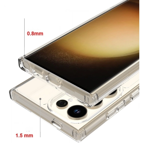 Samsung Galaxy S25 Ultra Kılıf Magsafe Şarj Özellikli Şeffaf Sert PC Embos Kapak - Şeffaf